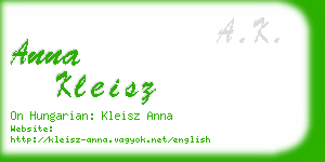 anna kleisz business card